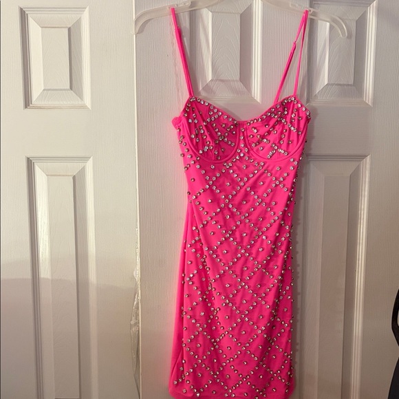 thomas runway boutique Dresses & Skirts - NWT Hot & Delicious Pink Studded Dress